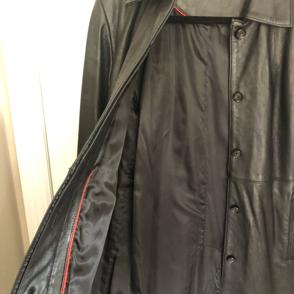 Anne Klein Black full length leather jacket